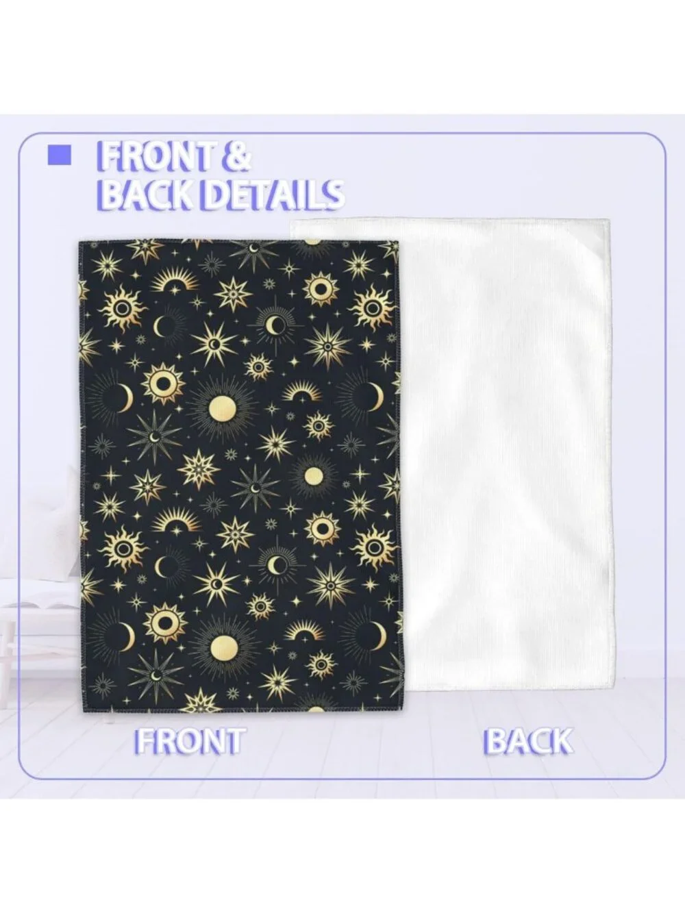 Soft Absorbent Decorative Bath Towels - Sun Moon Stars Design for Home & Beach